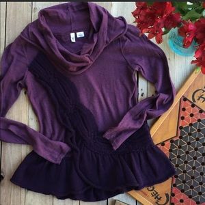Anthropologie Switching Sides Sweater Plum